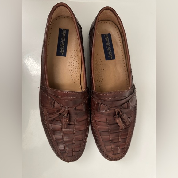 Giorgio Brutini Le Glove Woven Brown Leather Loafers with Tassels - Picture 1 of 6